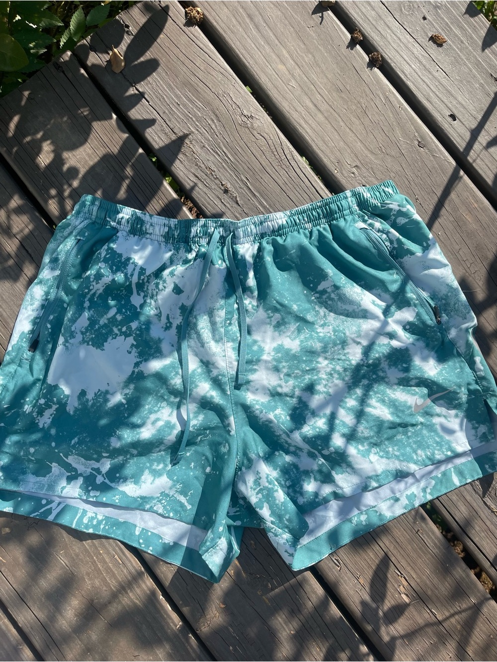 Nike Teal & White Splash-Print Women's Athletic Shorts